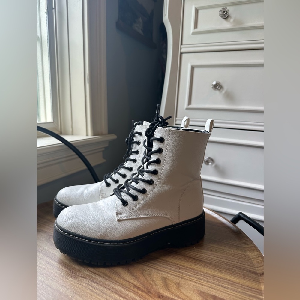 White combat boots